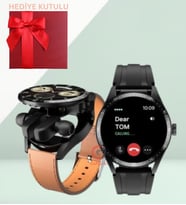 RW-37 Akıllı Saat Dahili Kulaklık Amoled Ekranlı - Hediye Kutulu (Siyah)