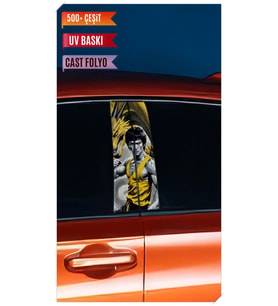 Araç Kapı Direk Kaplama Folyosu Bruce Lee Desenli (Sağ Sol Takım) (2 Adet) - 22x (Çok Renkli)
