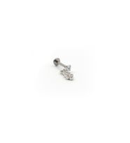 Gümüş Taşlı Sallantılı Tragus Helix Piercing - Anti Alerjik, Kararma Yapmaz