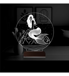 Luvivia Deniz Kızı Mermaid 3D Lamba - Masa Gece Lambası