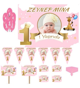 Hayaller Dükkanı Bulut Konsept Temalı Doğum Günü Süsleme ve Magnet set,  1 Yaş doğum günü süsleri, Kız Çocuk
