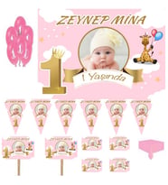 Hayaller Dükkanı Bulut Konsept Temalı Doğum Günü Süsleme ve Magnet set,  1 Yaş doğum günü süsleri, Kız Çocuk