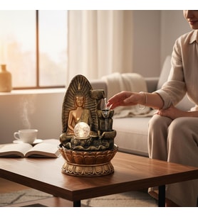 Dekoratif LED Işıklı Buddha Şelale Masaüstü Su Şelalesi