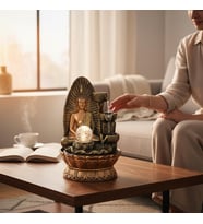 Dekoratif LED Işıklı Buddha Şelale Masaüstü Su Şelalesi
