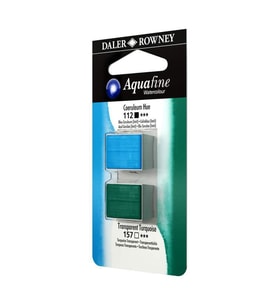 Daler Rowney Aquafine 1/2 Tablet Suluboya 2'li Set COERULEUM BLUE HUE/TRANSPARENT TURQUOISE 