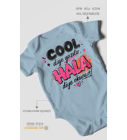 Cool diye yazılır hala diye okunur Kısa Kollu Bebek Body %100 Pamuk