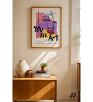 You Are Art Kolaj Tipografi, Ahşap Çerçeveli Duvar Tablosu - Motivasyon Hediyesi