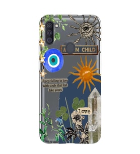 Samsung Galaxy M21 Uyumlu Moon Child Desenli Şeffaf Telefon Kılıfı