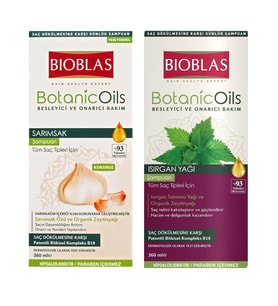 Bioblas Botanic Oils Sarımsak Ozlu ve Isırgan Yaglı 360 ml Sampuan x 2 li Karma Paket