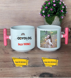 Odyolog Kupa Bardak Fotoğraflı T Pembe Kulplu Tıp Bayramı Hediyesi
