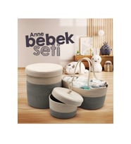 Jasper Jüt İp Hasır Gri Anne Bebek Bakım Çantası Anne Bebek Set Organizeri (Standart)