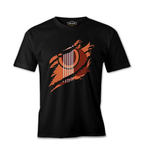 Guitar with a Ripped View Siyah Erkek Tshirt