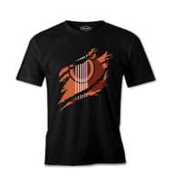 Guitar with a Ripped View Siyah Erkek Tshirt