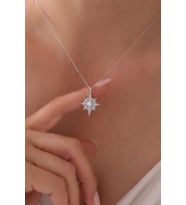 Gümüş Opal Taşlı Sirius Kolye - 925 Ayar Gümüş Kolye