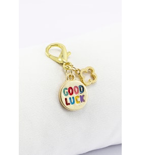 Renkli Good Luck İyi Şanslar Metal Kalpli Klipsli Cüzdan Süsü Charm Çanta Süsü Anahtarlık