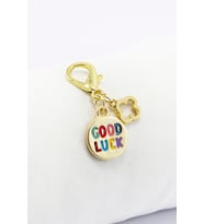 Renkli Good Luck İyi Şanslar Metal Kalpli Klipsli Cüzdan Süsü Charm Çanta Süsü Anahtarlık