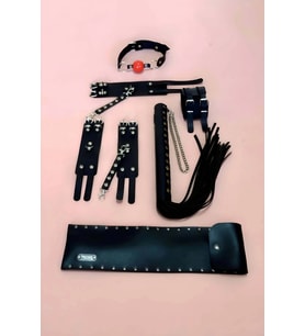 Giyim Fantazi Kırbaç Takım 4'lü Set, El - Ayak Kelepçesi, Kırbaç, Ağız Topu - Brf1306