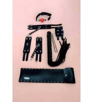 Giyim Fantazi Kırbaç Takım 4'lü Set, El - Ayak Kelepçesi, Kırbaç, Ağız Topu - Brf1306