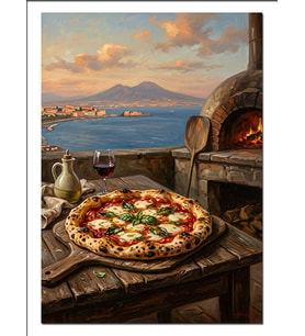 Deniz Manzaralı Fırında Lezzetli Pizza Dekoratif Kanvas - Mdf Ahşap Tablo