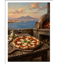 Deniz Manzaralı Fırında Lezzetli Pizza Dekoratif Kanvas - Mdf Ahşap Tablo