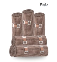 Parlo Elastik Bandaj 20 cm x 1,5 m 6’lı Set – %300 Esnek, 4,5 m’ye Kadar Uzayan, Metal Kancalı Destek ve Sargı Bandajı