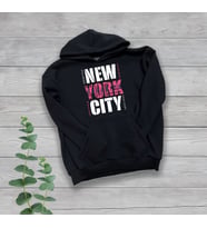 New York City Göğüs Baskılı Unisex Oversize Siyah Sweatshirt