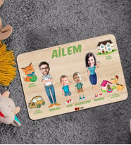 BK Toys Çocuklara Özel Ailem Konseptli(4 Kişilik) Ahşap Eğitici Yapboz Puzzle-Model 3