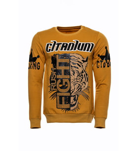 Hardal Taşlı Baskılı Bsiklet Yaka Sweatshirt - Wessi (Sarı)