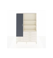 Arges Dolap 7 Raflı 6 Çekmeceli Tek Kapaklı  132x30x195 Aytaşı-Antrasit/Aytaşı
