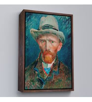 Çerçeveli Vincent van Gogh - Hasır Şapkalı Otoportre Tablosu (Beyaz)