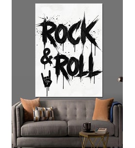 Rock And Roll Yazısı Dekoratif Kanvas - Mdf Ahşap Tablo