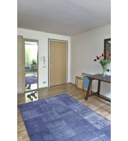 Bespoky Oval Worcester Lacivert Patchwork Pamuk Dijital Baskı Dekoratif Alan Halısı