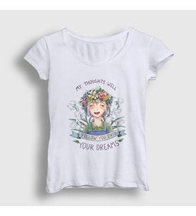Presmono Kadın Beyaz Basils Hope Anime Omori T-Shirt 495989tt