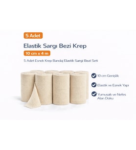 Elastik Sargı Bezi Krep 10 Cm X 4 M 5 Adet Esnek Krep Bandaj Elastik Sargı Bezi Seti
