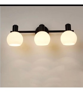 Rsylight Rustik Dekoratif Metal Modern Siyah Tavan Duvar Opal Camlı 3 lü Avize
