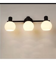 Rsylight Rustik Dekoratif Metal Modern Siyah Tavan Duvar Opal Camlı 3 lü Avize