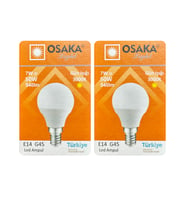 (2 Adet) Osaka 7W (50W) Sarı Işık E14 Duylu (İnce Duy) Led Mini Ampul