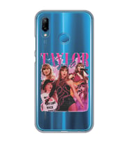 Huawei P20 Lite Uyumlu Taylor Swift Desenli Şeffaf Telefon Kılıfı