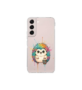 Samsung Galaxy S22 ile Uyumlu Splash Kirpi Tasarımlı Şeffaf Silikon Kılıf