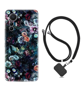 Xiaomi 12 Lite Kılıf Resimli Boyun Askılı İpli Desenli Silikon Great Flowers 1304