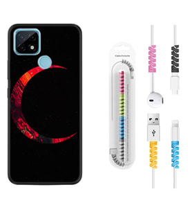 Realme C11 C21 C21Y C25Y C11 2021 Kılıf Kablo Koruma Spiral Silikon Red Moons 1747