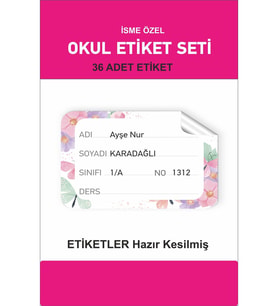 Kitap Defter Sticker 36 Adet Hazır Kesilmiş Okul Etiketi isme Özel