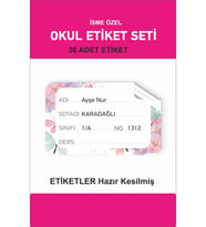 Kitap Defter Sticker 36 Adet Hazır Kesilmiş Okul Etiketi isme Özel