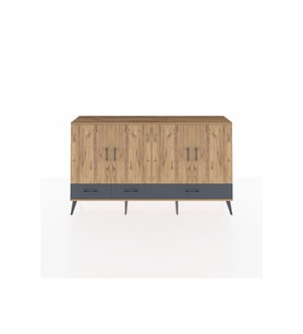 Arges Konsol 6 Raflı 3 Çekmeceli 4 Kapaklı 176x30x99 Çam-Çam/Antrasit