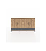 Arges Konsol 6 Raflı 3 Çekmeceli 4 Kapaklı 176x30x99 Çam-Çam/Antrasit