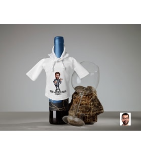 BK Gift Kişiye Özel Karikatürlü Mini Beyaz İçki Şişesi Tişörtü , Ev Bar Dekoru, Viski, Şarap, Votka, Rakı Şişesi Tişörtü, Ev Barı-15