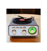 Metalik Nostaljik Tasarım Plak Çalar Görünümlü Ralu Bluetooth Hoparlör Retro Müzik Plak