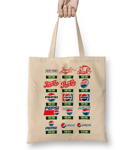 Pepsi History Logo 01 Bez Çanta Uzun Saplı