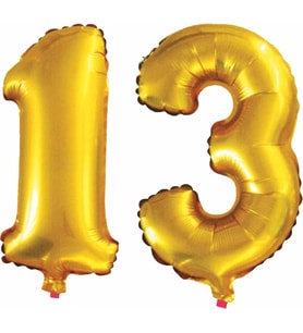Pazariz  13 Yaş Sayı Folyo Balon Altın 90 cm