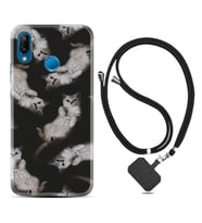 Huawei P20 Lite Mate 10 20 Lite Pro P40 Lite KılıfBoyun Askılı Silikon Sevimli Kedicikler 1785